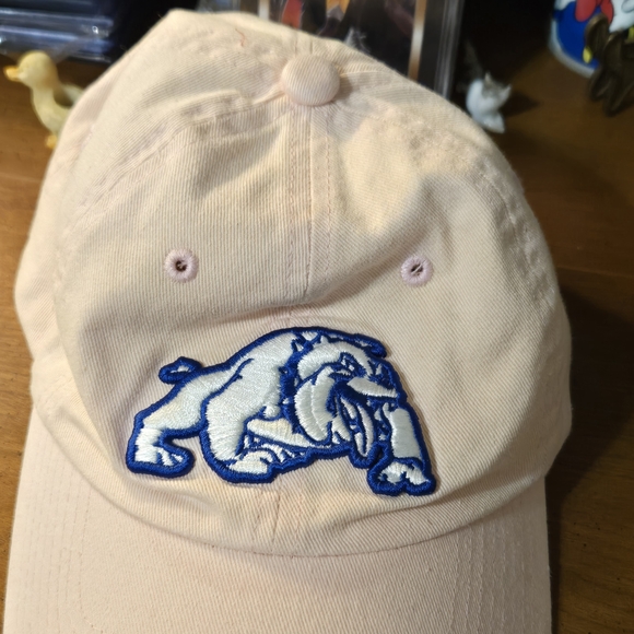 Notre Dame Light Pink And Embroidered Blue Bulldog Adjustable Baseball Cap Hat - Picture 7 of 11